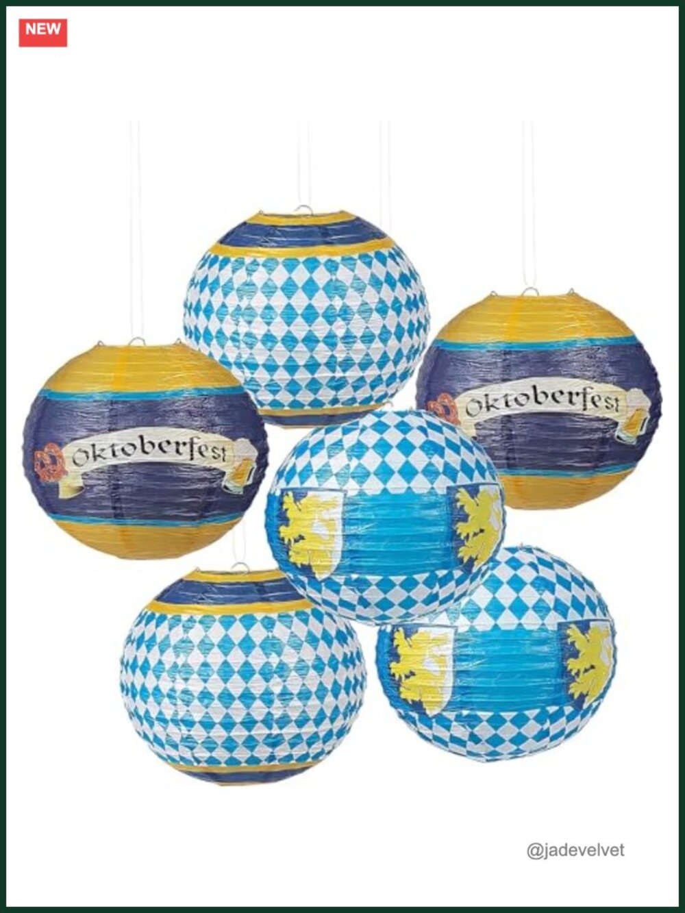 Oktoberfest Paper Lanterns Set of 6 Hanging Decorations